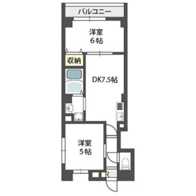 グランパシフィック今里II(2DK/1階)の間取り写真