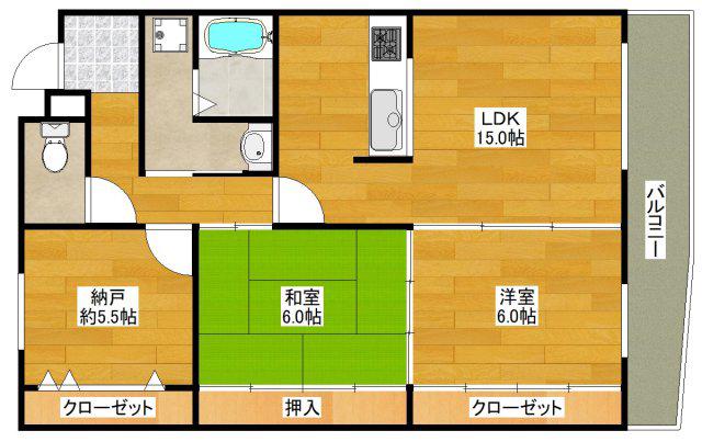 カルム千里山土井(3LDK/3階)の間取り写真