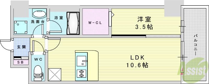 スプランディッド9(1LDK/2階)の間取り写真