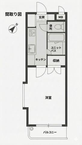 ダイアモンド新白河II(1K/2階)の間取り写真