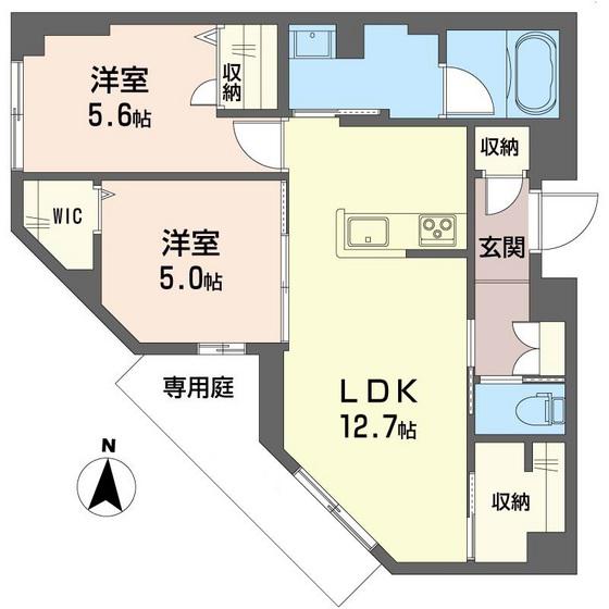 ベルフォーレII(2LDK/1階)の間取り写真