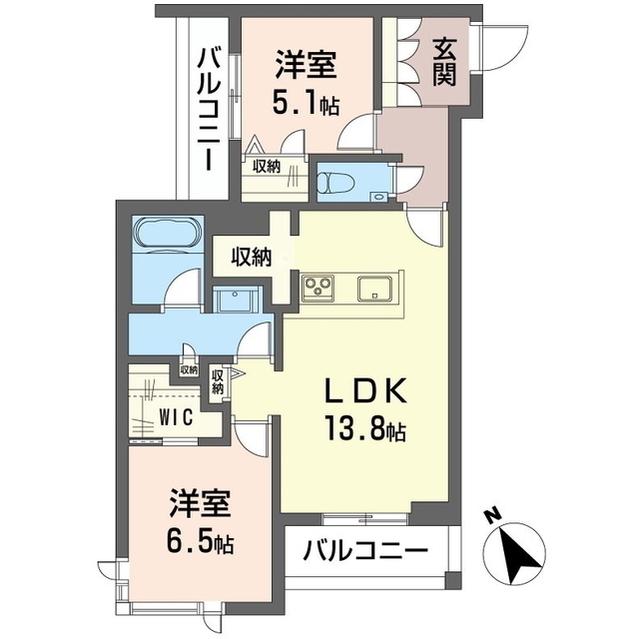 ウィステリアガーデン(2LDK/2階)の間取り写真