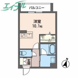ルミエマサール(ワンルーム/2階)の間取り写真
