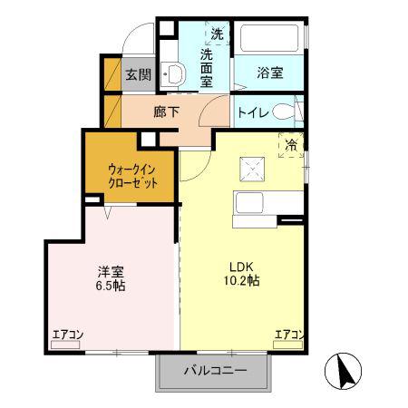 メゾン医大前桜B(1LDK/1階)の間取り写真