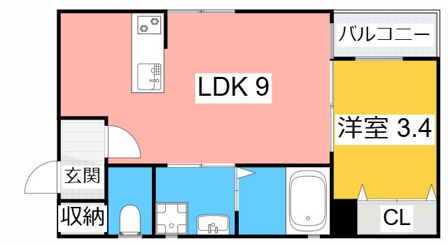 VERDE東陽(1LDK/2階)の間取り写真