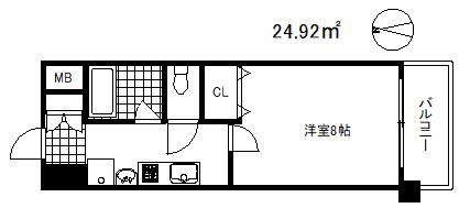 グランビュー六甲(1K/3階)の間取り写真
