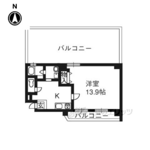 ウエストハウス(1K/5階)の間取り写真