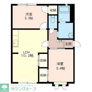 リバーサイドヒルズ(2LDK/1階)の間取り写真