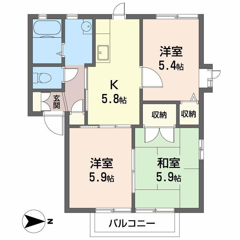 ディアス21 A(3K/2階)の間取り写真