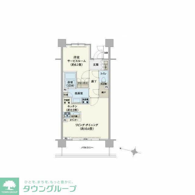 リージア経堂テラスガーデン(1LDK/5階)の間取り写真