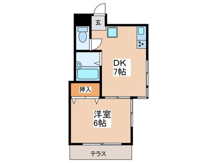 クレセントハイツ(1DK/1階)の間取り写真