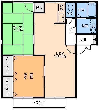 メゾンドールキャメリア(2LDK/2階)の間取り写真