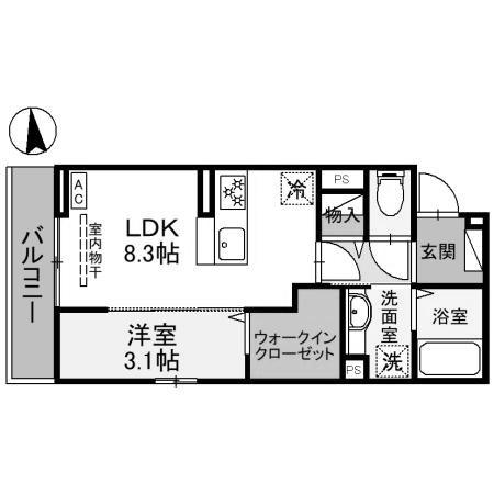 ミライフハウス栄町(1LDK/2階)の間取り写真