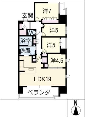 プラウド植田802号(4LDK/8階)の間取り写真