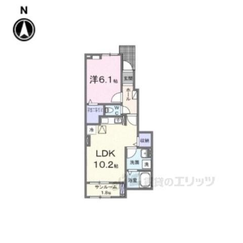 カーサセレノ(1LDK/1階)の間取り写真