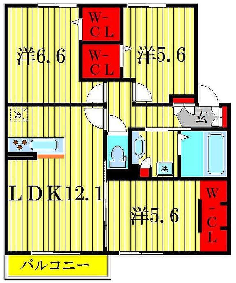 クレストフォーチュン B(3LDK/1階)の間取り写真