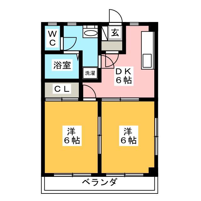 シアフルコート(2DK/2階)の間取り写真