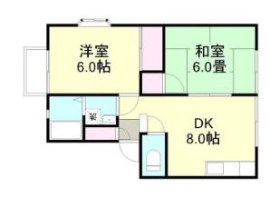 ラフォーレA(2DK/2階)の間取り写真