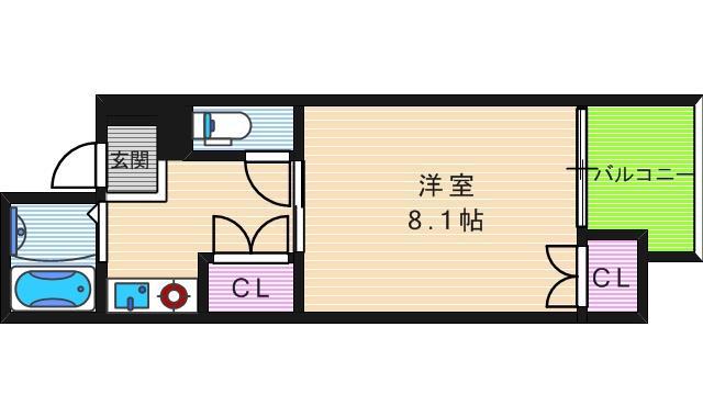 メロディーハイム美章園(1K/5階)の間取り写真