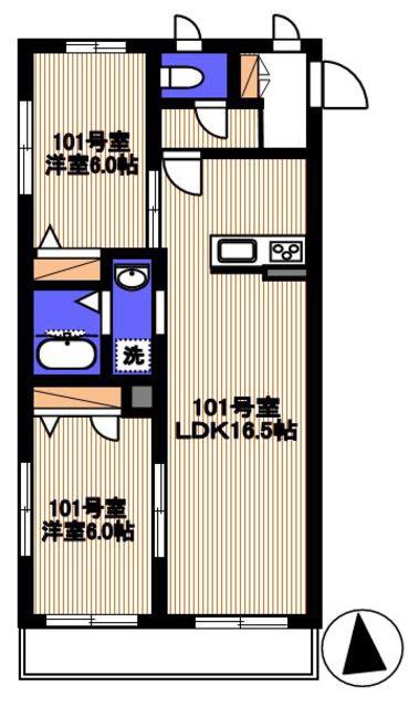 ベレオ アリスマ(2LDK/1階)の間取り写真