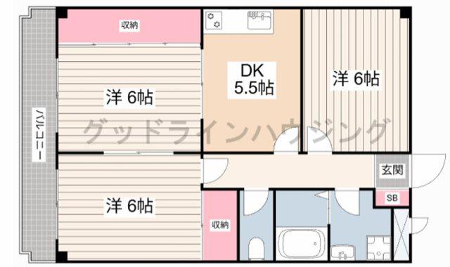 フレッド滝野(3DK/3階)の間取り写真