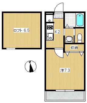 プランドールK2(1K/2階)の間取り写真