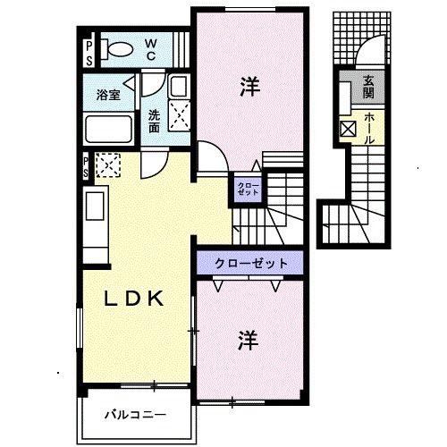 エントランス弐番館(2LDK/2階)の間取り写真