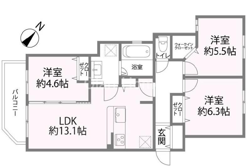 REGLIA今里ノース(3LDK/3階)の間取り写真