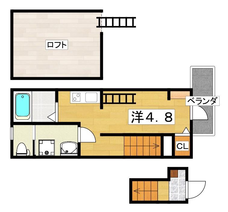 あんしん石津南町(1K/2階)の間取り写真
