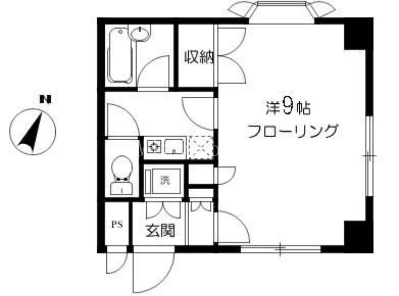オーブ井部(1K/3階)の間取り写真