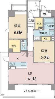 EPOCH IKAI(2LDK/6階)の間取り写真