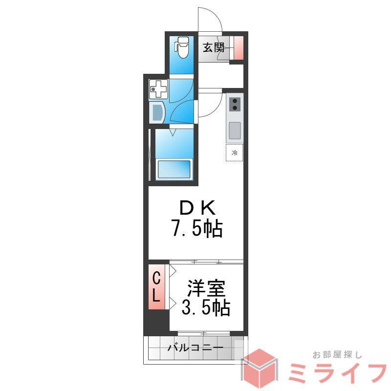 フウキレジデンス(1DK/5階)の間取り写真