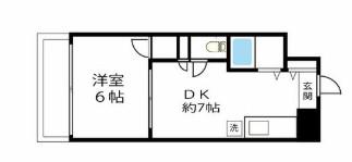 ルミエール亀谷(1DK/2階)の間取り写真
