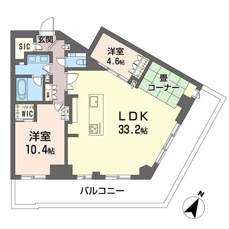 ザ・パークハウス福岡タワーズウエスト(2LDK/21階)の間取り写真