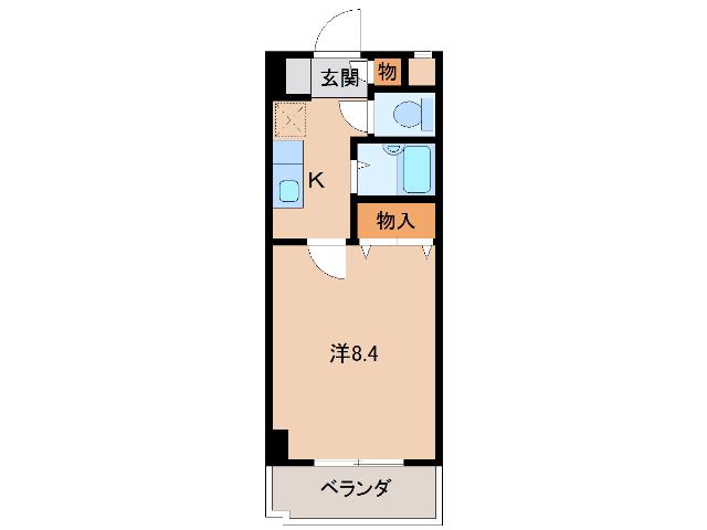 ウイング黒田(1K/4階)の間取り写真