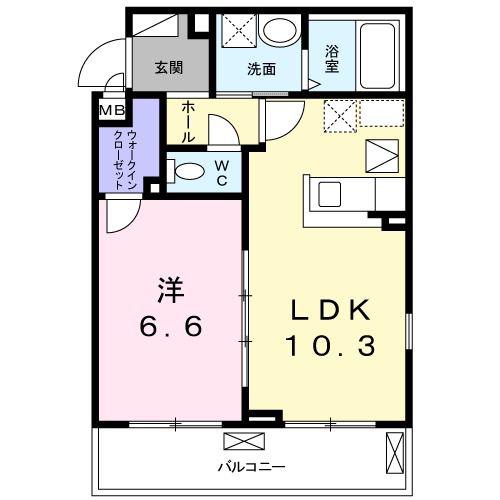 アネシス狭山(1LDK/2階)の間取り写真