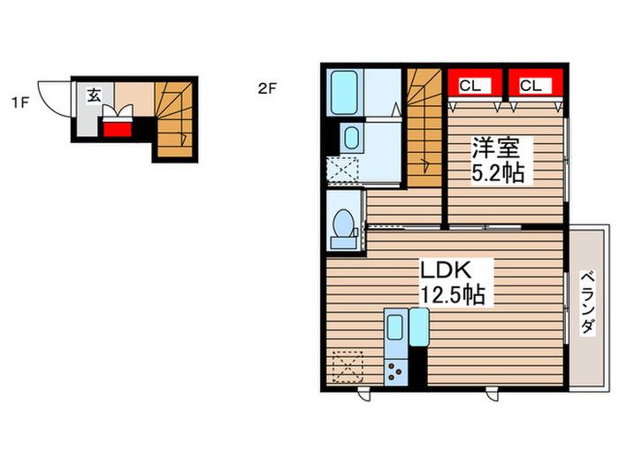 MAISON REVE(1LDK/2階)の間取り写真