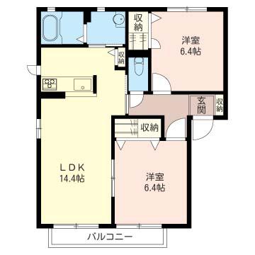 ドミールA(2LDK/2階)の間取り写真