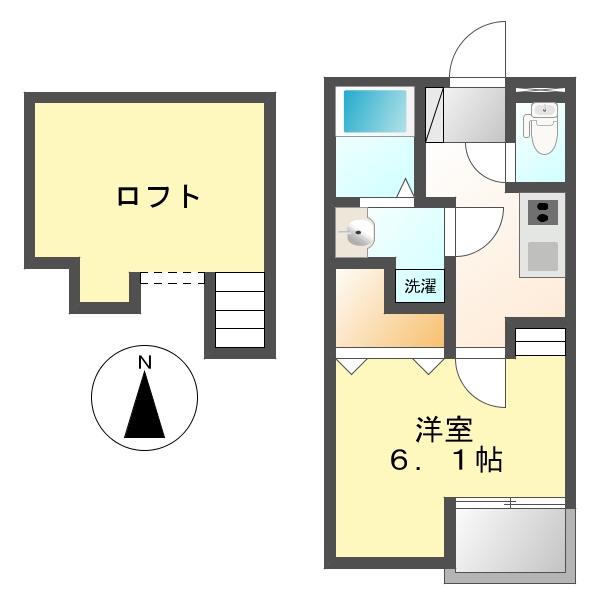 クレオ庄内通(1SK/2階)の間取り写真