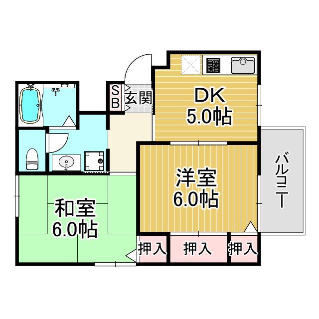 マニャーナ夙川(2DK/2階)の間取り写真