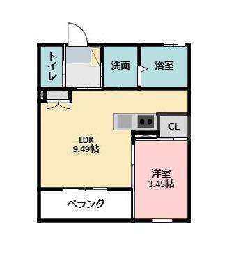 ル・リオン本沢合(1LDK/3階)の間取り写真