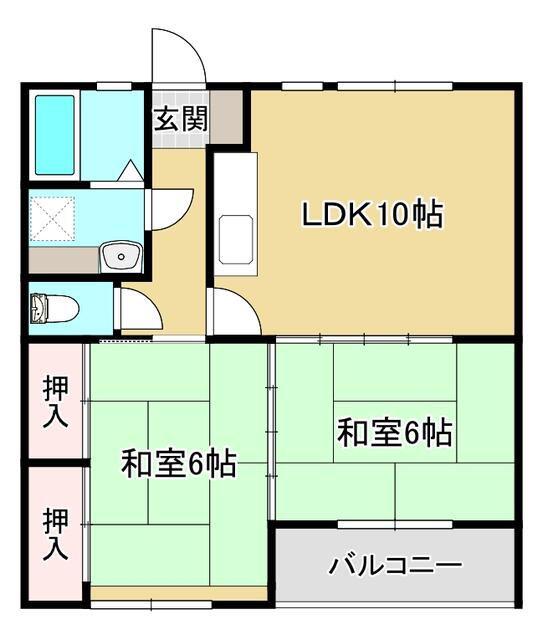 ファミールYOU(2LDK/2階)の間取り写真