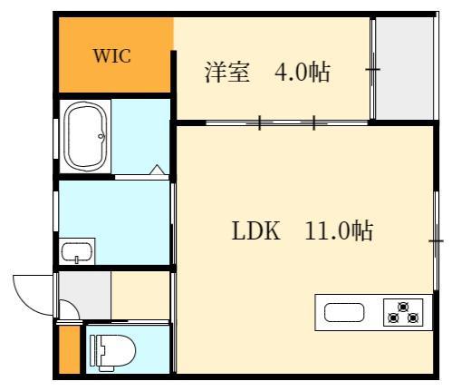 GROWTH T B棟(1LDK/2階)の間取り写真