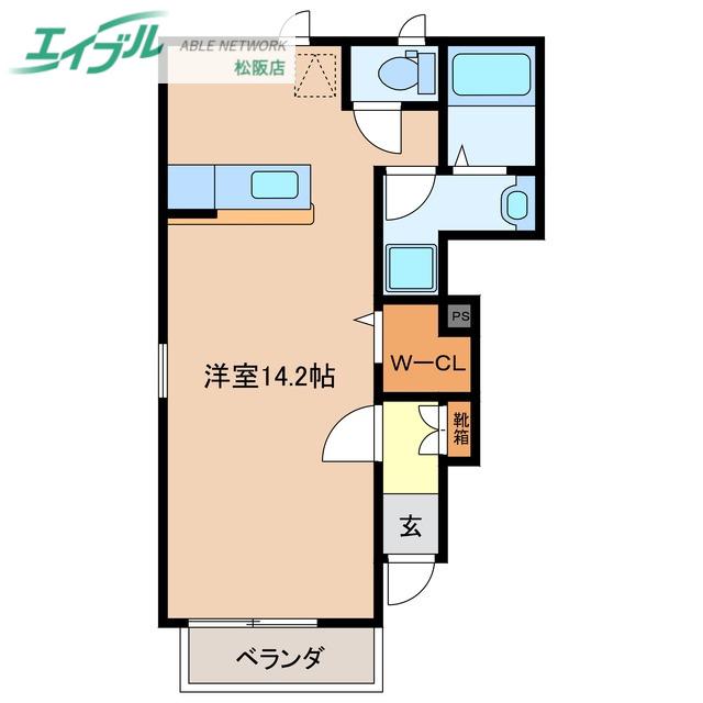 アップルン(ワンルーム/1階)の間取り写真