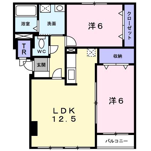 コンパーノA(2LDK/2階)の間取り写真