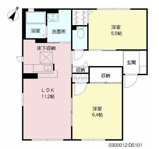 ハーティストN(2LDK/1階)の間取り写真