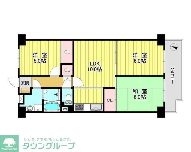 サニーハイツせんげん台(3LDK/7階)の間取り写真