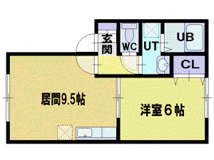 パナハイツ北町(1LDK/1階)の間取り写真