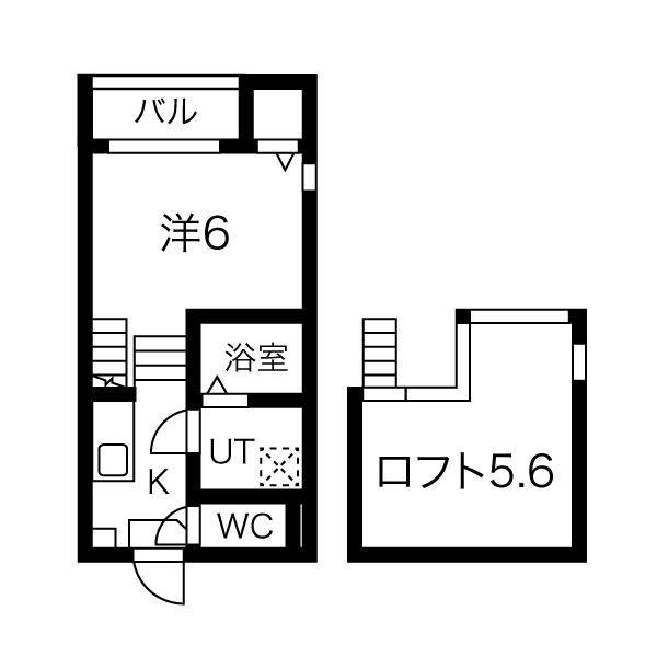 ハーモニーテラス山手町V(1K/2階)の間取り写真