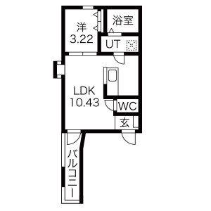 クレスト中村(1LDK/2階)の間取り写真